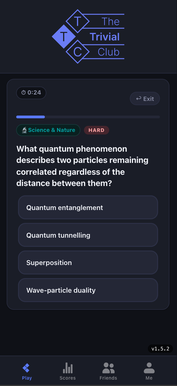 Mobile quiz page
